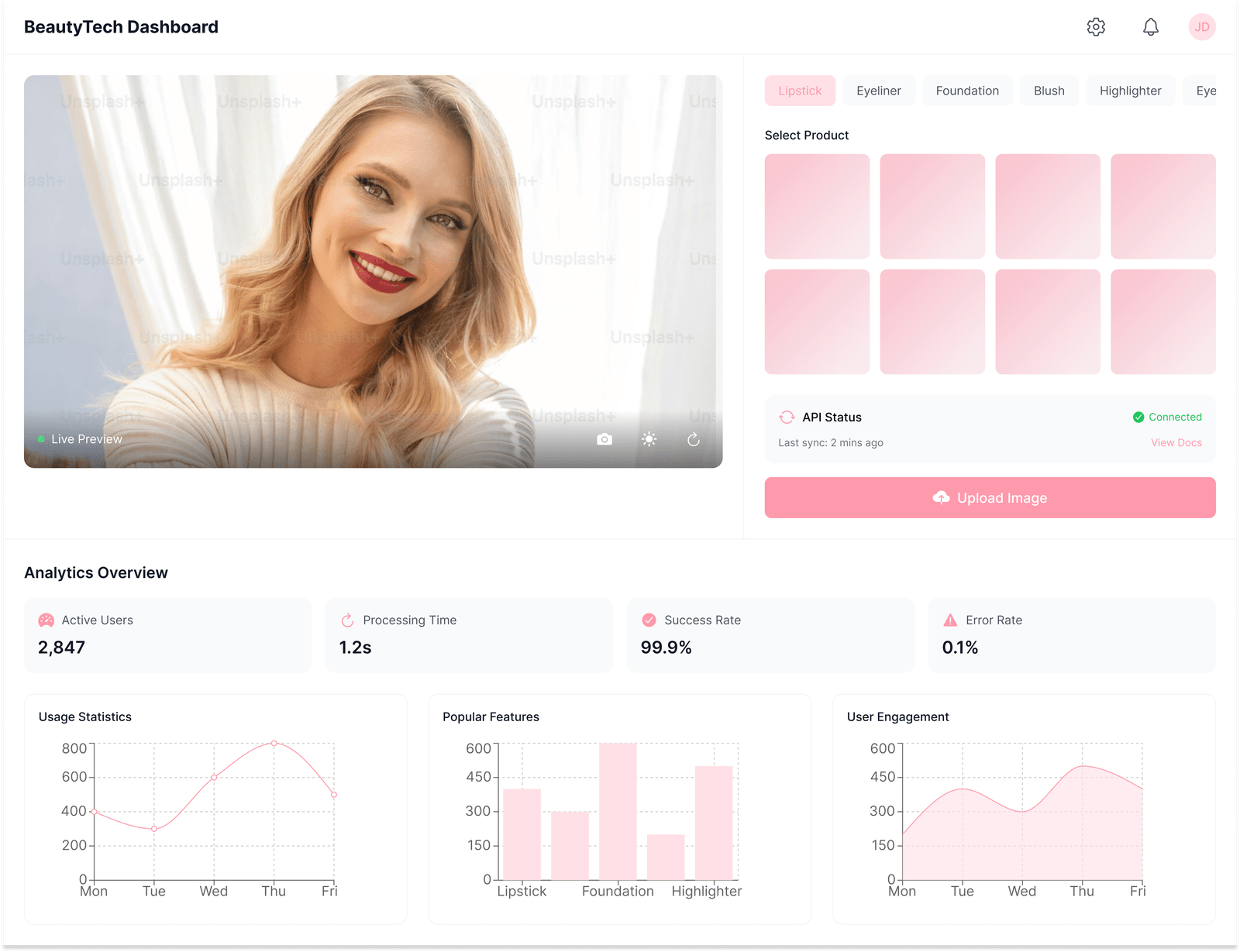 Business dashboard for virtual try-on
